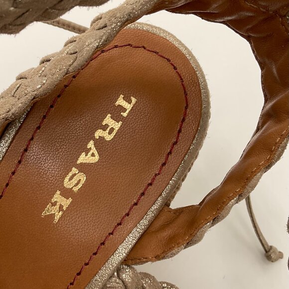 Trask Patrice espadrille wedge platform sandals braided metallic gold shoe 8.5M - Picture 10 of 12